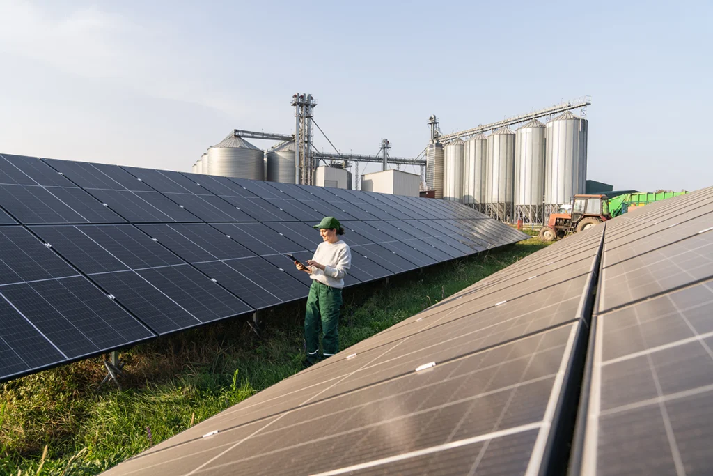 Woman on solar plant